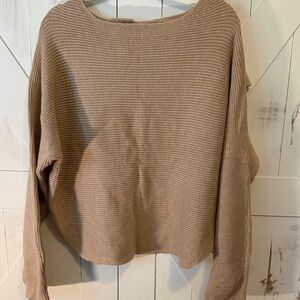 Hem & Thread Beige Cross Back Knit Sweater